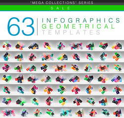Mega collection of color geometrical infographic or web banner templates with sample abc option text