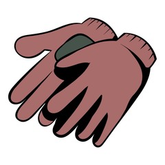 Garden gloves icon cartoon