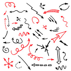 Hand drawn vector arrows set