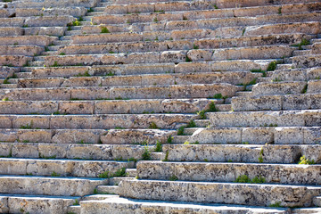 photo of old damaged stairs of ruined temple in Greece close up