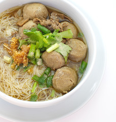 Asian food Beef and meat ball noodle soup