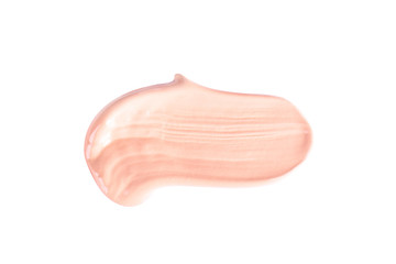 liquid foundation paint strokes isolated on white. Cosmetic makeup foundation isolated on white background, tone cream smudged, concealer.