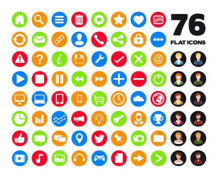 76 web flat icons