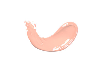 liquid foundation paint strokes isolated on white. Cosmetic makeup foundation isolated on white background, tone cream smudged, concealer. Smear stroke.