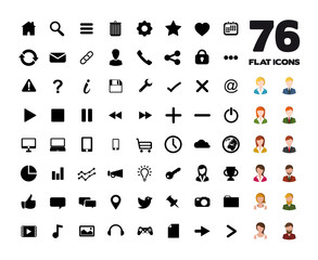 76 web flat icons