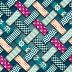 Obraz premium Nautical interweaving patchwork