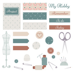 Set of Sewing Materials with Planner Elements