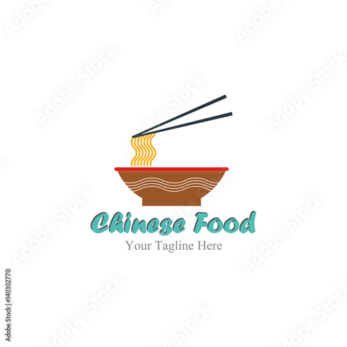 "Chinese food logo design vector template." Stock image and royalty