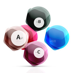 Shiny style modern geometrical hexagons web boxes