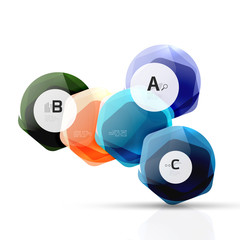 Shiny style modern geometrical hexagons web boxes