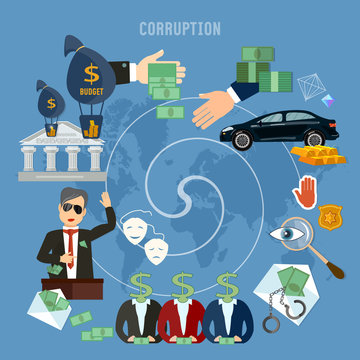 Corruption concept. Theft of public money