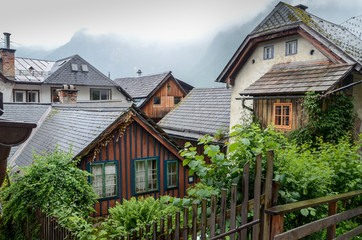Fototapeta na wymiar Typical vintage authentic houses in Hallstatt, Austria.