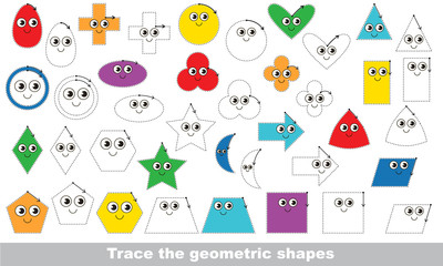 Vector trace educational game for preschool kids.