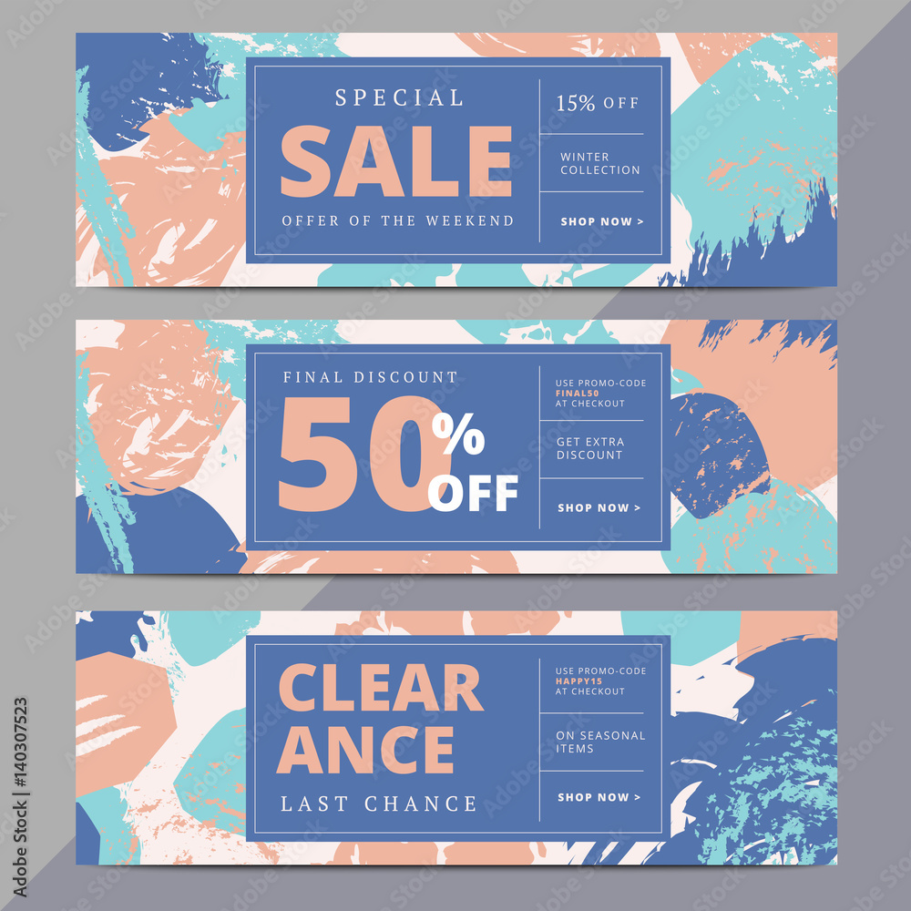 Wall mural creative abstract social media web banners for website header or newsletter ad. email promotion or s