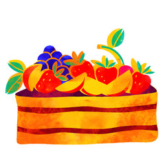 Watercolor pie slice with fruits and berries