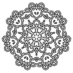Ornament black white card with mandala.