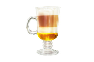 Glass of hot Latte macchiato coffee - Isolated