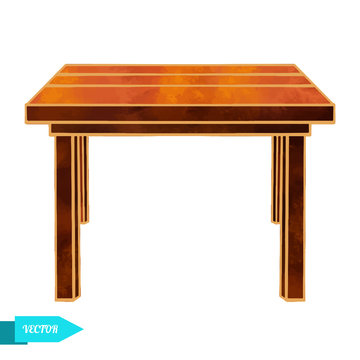 Watercolor wooden vintage table