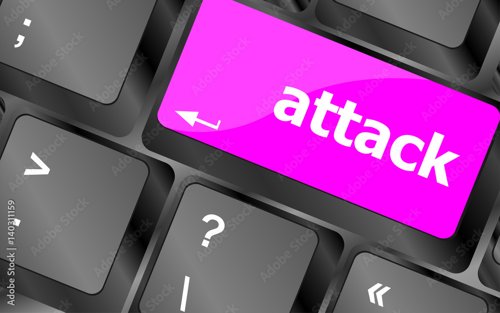 Poster attack button on computer keyboard key