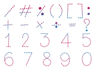 Font design for numbers and signs in dot lines