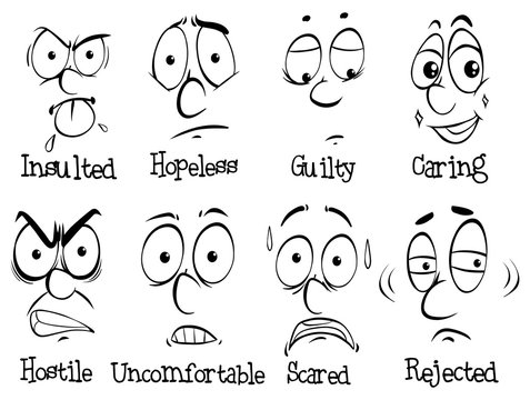 Facial expressions with words