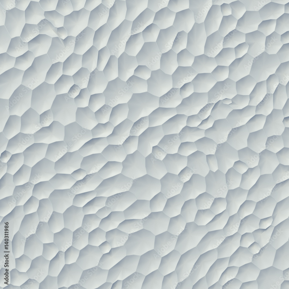 Poster Abstract geometrical concept voronoi white pattern 3d rendering