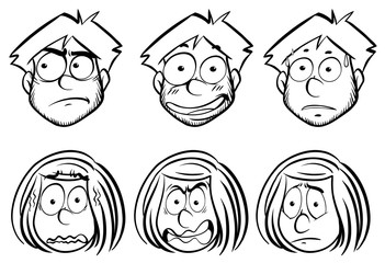 Man and woman with different facial expressions