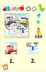 Jigsaw puzzle pieces of snowman