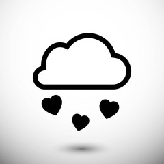 from the cloud falling hearts icon stock vector illustration flat design