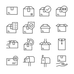 Delivery and logistics line icon set 2