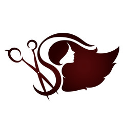 Scissors and profile of a girl beauty salon