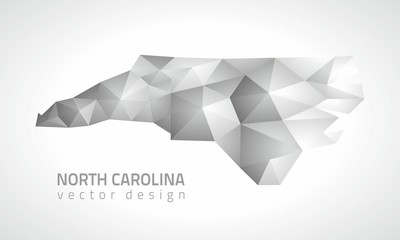 North Carolina polygonal grey vector map of America
