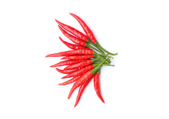 Red hot chili peppers on white background