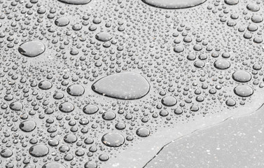 Close - up Water drops on concrete floor backhround