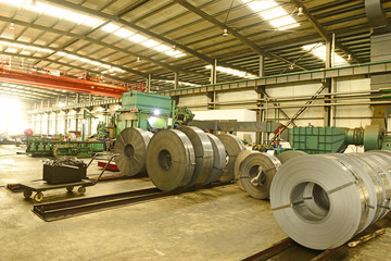 Cold rolled steel strip in the workshop