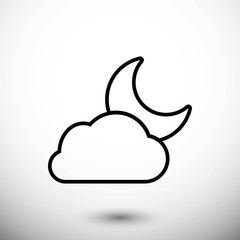 moon and cloud icon stock vector illustration flat design