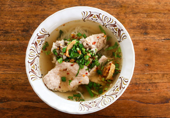 Spicy pork noodles soup local cuisine