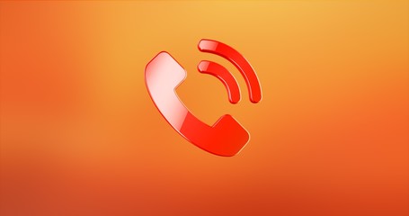 Phone Ring Red 3d Icon