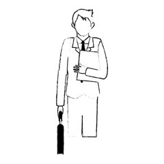 faceless businessman holding briefcase  icon image vector illustration design 