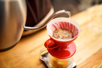 Drip brewing, filtered coffee, or pour-over is a method which involves pouring water over roasted,...