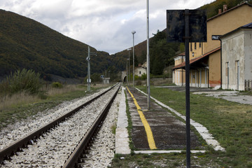 Fototapeta na wymiar railway with on mountain tracks