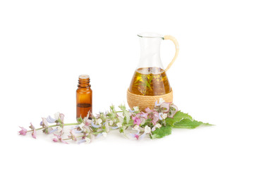 Flowering sage and fragrant oil .