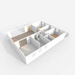 3d rendering of empty home apartment
