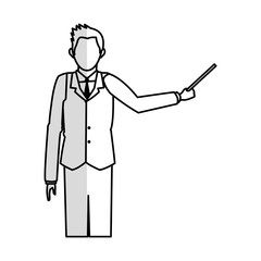 businessman pointing with stick icon image vector illustration design 