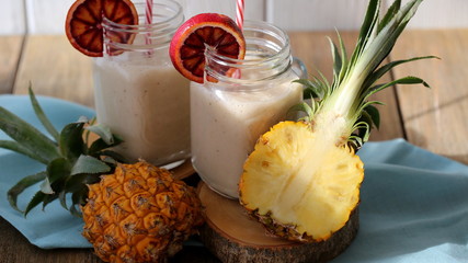Smoothie with banana, pineapple & coconut milk
