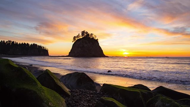 Ocean surf at sunset at Rialto Beach, Olympic National Park, Washington. 14-bit Raw video converted to 10-bit ProRes 422.
