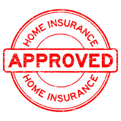 Grunge red home insurance approved round rubber seal stamp