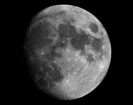 Moon in waxing gibbous phase. Taken by my telescope and cared by me in post production for details and quality. 