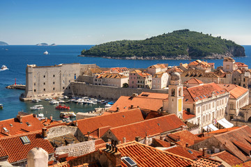 Old Town Dubrovnik and Lokrum Island view from Dubrovnik City Walls © ewelinaf
