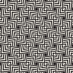 Geometric Ornament With Striped Rhombuses. Vector Seamless Monochrome Pattern